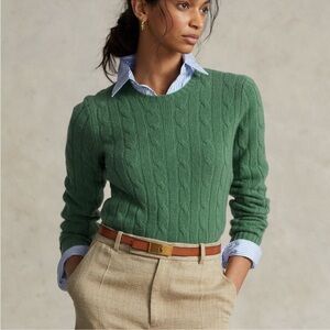 Ralph Lauren Green Cable Knit Sweater